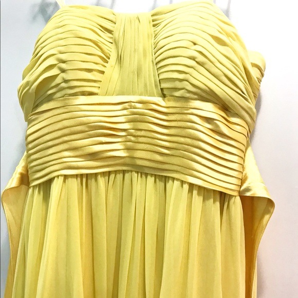 Le Chateau Prom Grad Dress || Yellow Pleated Floor Length Gown - Picture 3 of 4